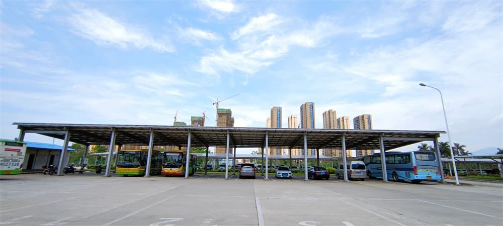 Sistema de montagem de estacionamento de ônibus