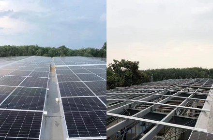 Estrutura de aço sem telha BIPV Construção concluída
